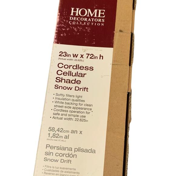 Home Decorators WHITE Cordless Light-Filtering Cellular Window Shades 23" x 72" - Picture 1 of 6